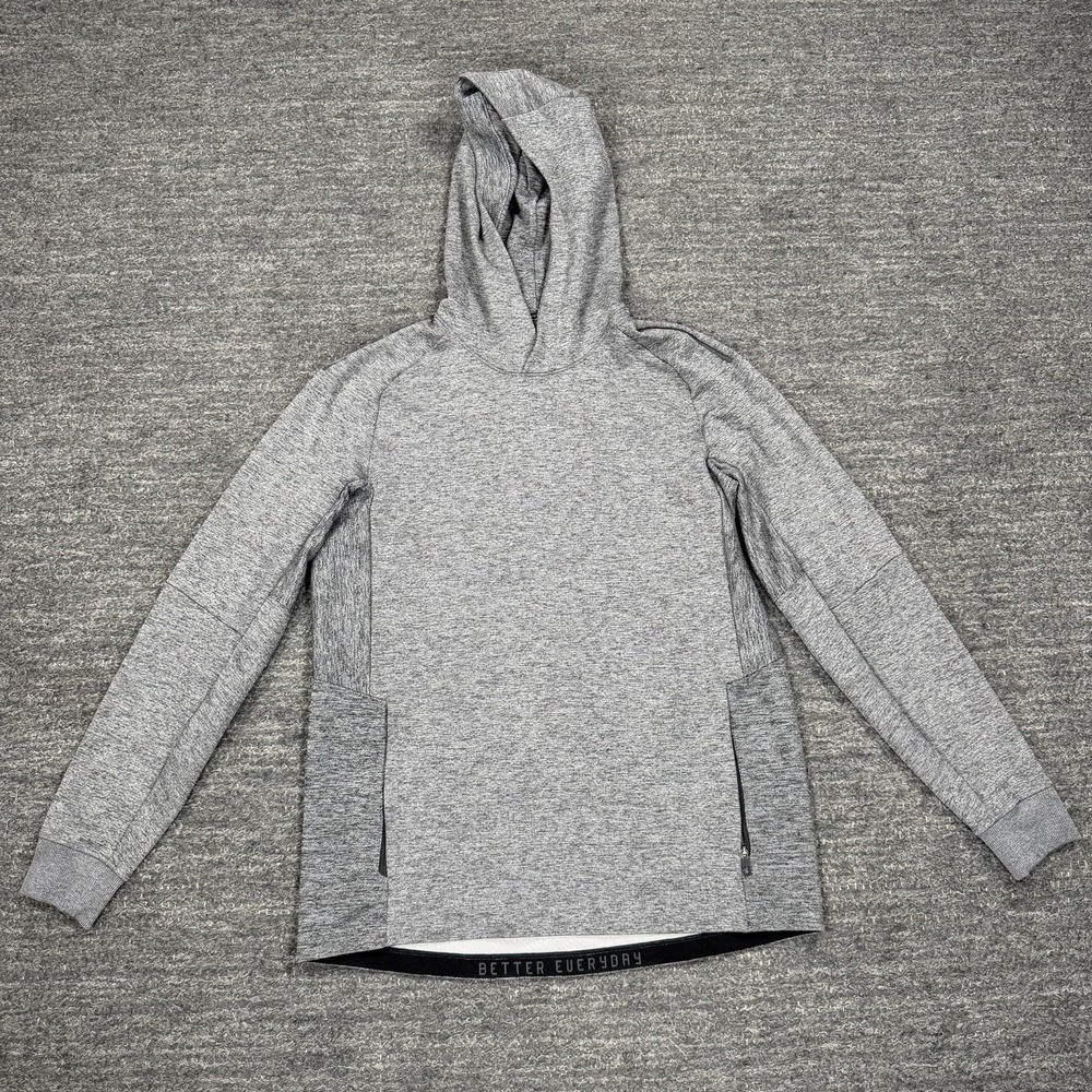 Lululemon Hoodie Mens Medium Gray Textured Tech Running Performance Pullover Gym
